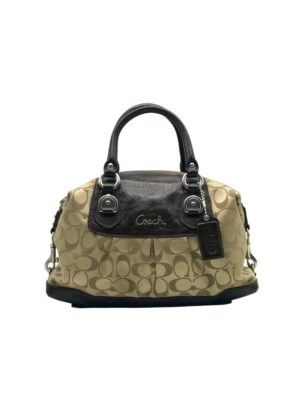Coach Khaki Signature Canvas Convertible Satchel-F15443